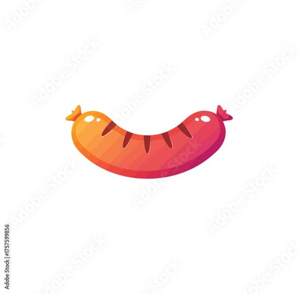 Fototapeta A Realistic and Appetizing Illustration of a Single Sausage with Grill Marks, Ready for Enjoyment