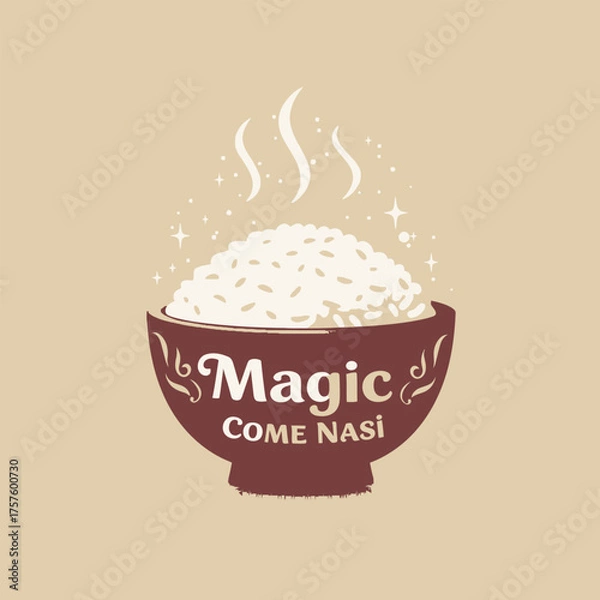 Fototapeta Magic Come Nasi A Delightful Illustration of a Rice Bowl with a Touch of Enchantment
