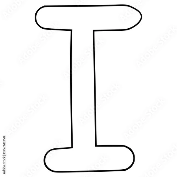 Fototapeta doodle of the Roman numeral 1 hand drawn outline vector