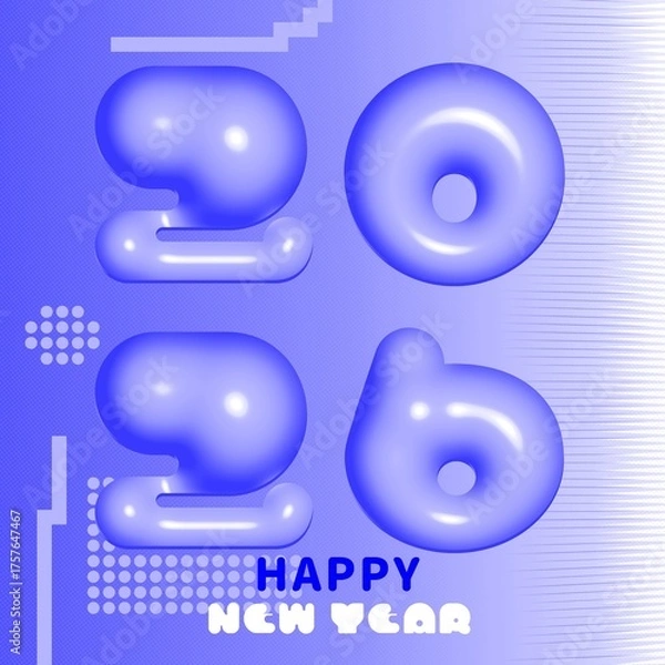 Obraz bubbly periwinkle 2026 happy new year celebration with geometric shapes
