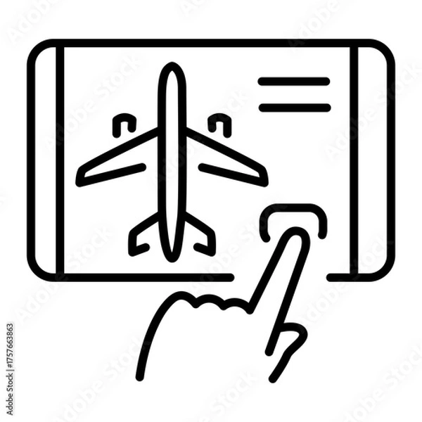 Fototapeta A line style icon showing flight booking