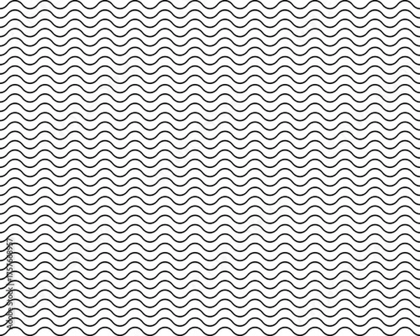 Fototapeta Black wavy lines simple pattern, seamless background	
