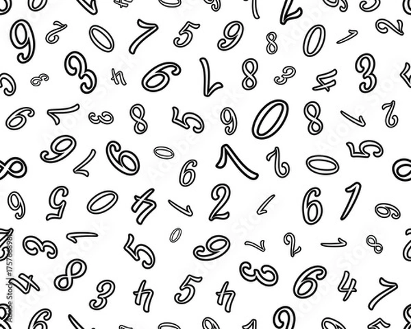 Fototapeta Numbers on white background, seamless pattern