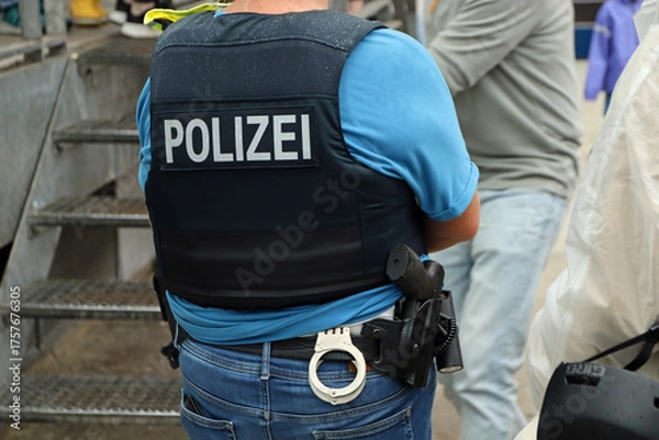 Fototapeta Polizist mit Warnweste 
