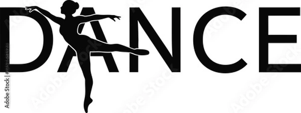 Obraz Elegant silhouette of a ballerina dancing gracefully within the word dance