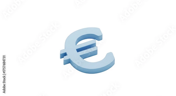 Obraz 3d Light Blue Euro Symbol Isolated On Black Background