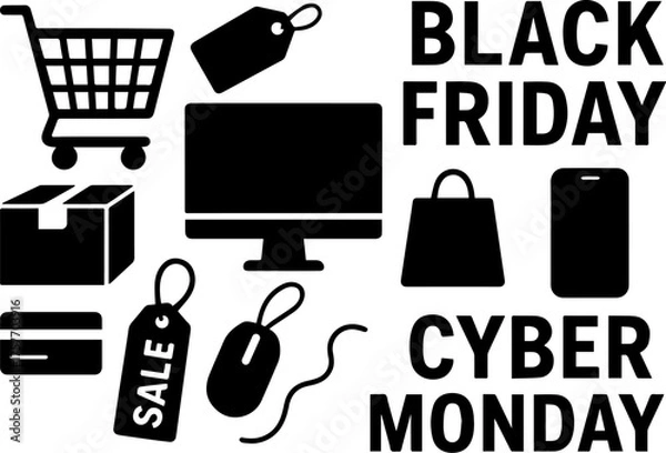 Fototapeta Get ready for Black Friday and Cyber Monday shopping deals and special offers