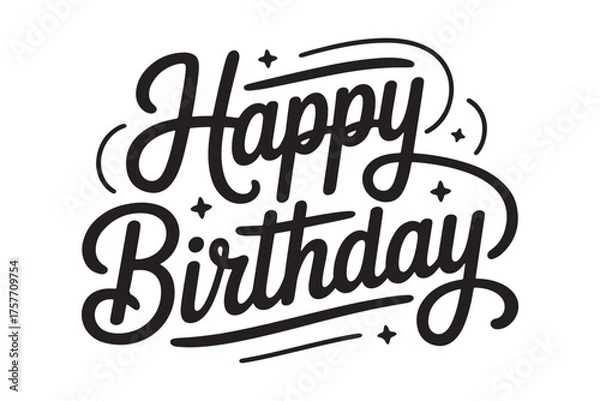Fototapeta Calligraphic design elements set with Happy Birthday