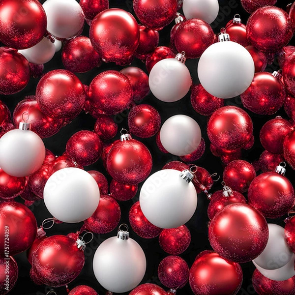 Obraz Red and silver christmas balls