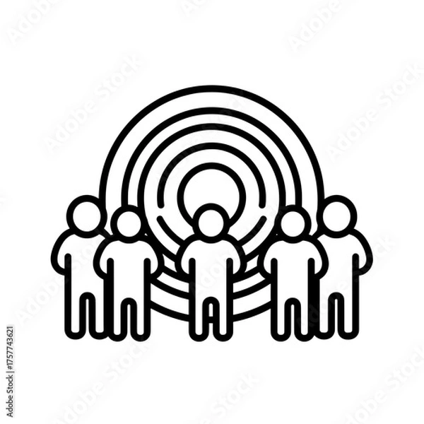 Fototapeta Vector icon of people in front of a target isolated on transparent background