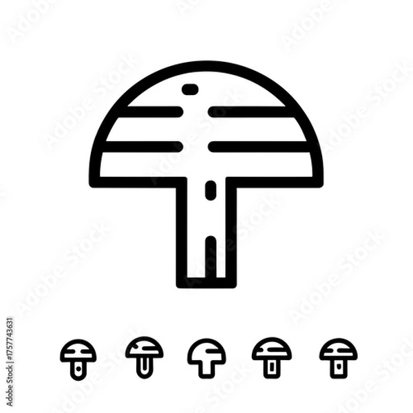 Fototapeta Vector icon set of mushrooms isolated on transparent background