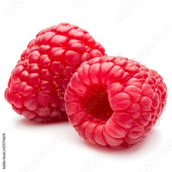 Fototapeta ripe raspberries isolated on white background close up