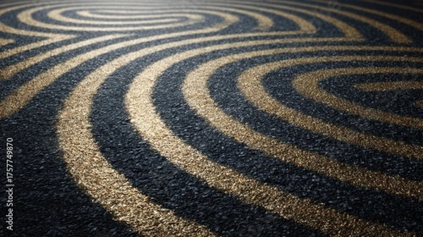 Fototapeta Abstract golden patterns on textured black surface, creating beautiful lines and curves, perfect for artistic and modern backgrounds in design projects