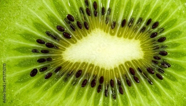 Fototapeta Macro photo of kiwi seeds, fruit, close up, zoom