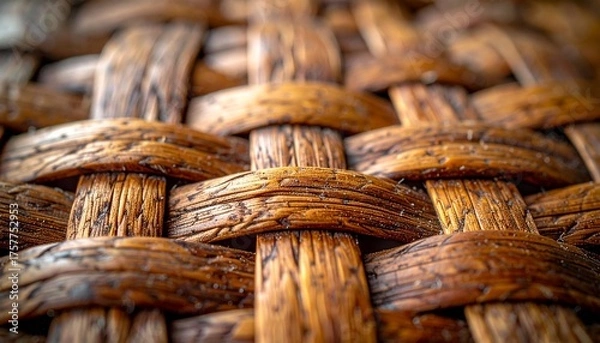 Fototapeta Macro photo of woven material, basket weaving, close up, zoom