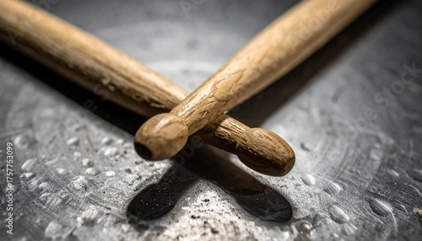 Fototapeta Macro photo of drumsticks, close up, zoom