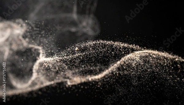 Fototapeta Macro photo of dust particles in air, isolated on black background