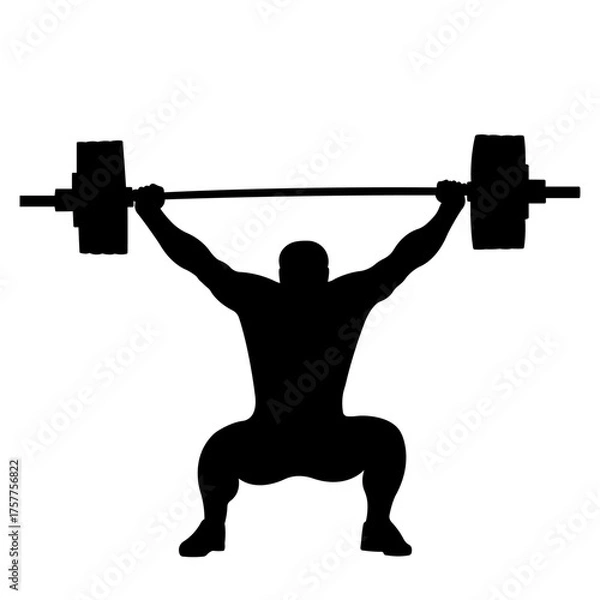 Obraz Weightlifter lifting barbell. Weightlifting. Vector illustration.