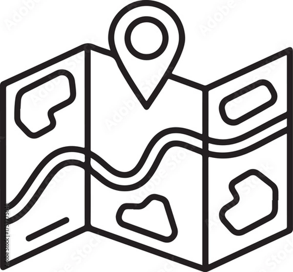 Fototapeta Abstract Traffic route between two points on map. Geolocation signs and trip plan trace Continuous line art drawing vector illustration
