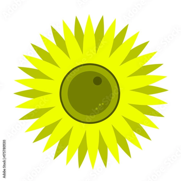 Fototapeta Bright vector illustration of a sunflower with yellow petals and brown center, simple and clean design ideal for nature and floral themes
