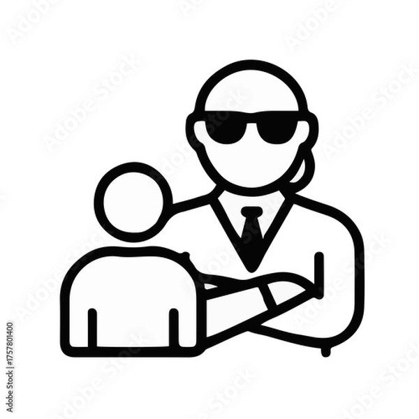 Fototapeta Ilustración del icono vectorial de guardaespaldas
