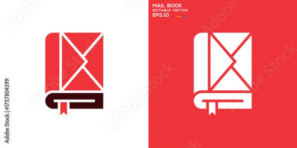 Fototapeta Book and email logo. Envelope, message, letter, report. Vector icon symbol template EPS 10.