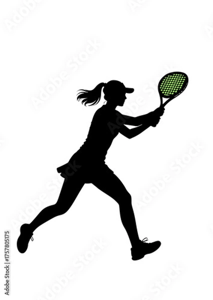 Obraz female padel player in visor swinging racket