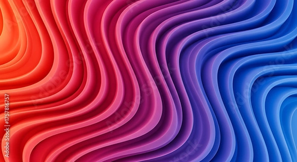 Obraz Abstract wavy background with vibrant colors transitioning from red to blue in a smooth and flowing pattern