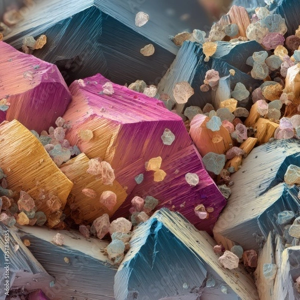 Obraz Diverse mineral crystals showcasing vivid colors and intricate patterns.