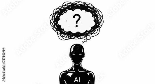 Fototapeta Artificial intelligence robot contemplating a complex question or problem