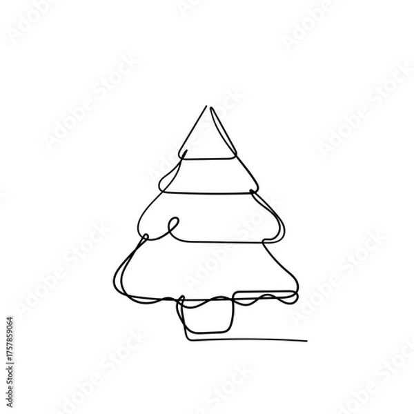 Obraz continuous line drawing christmas tree