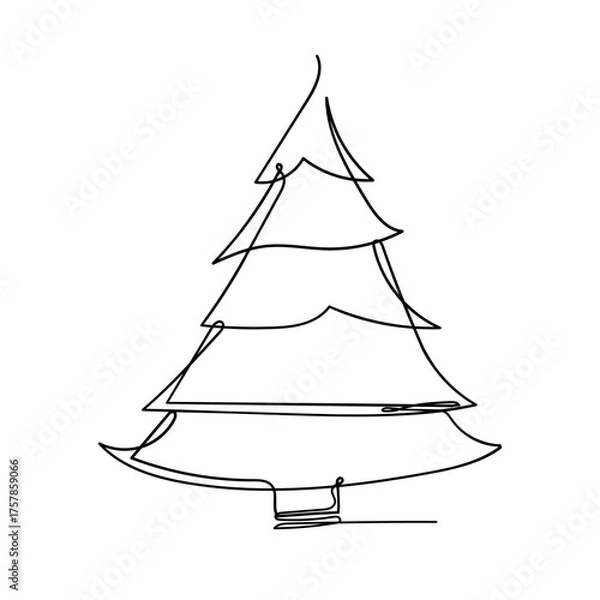Obraz continuous line drawing christmas tree