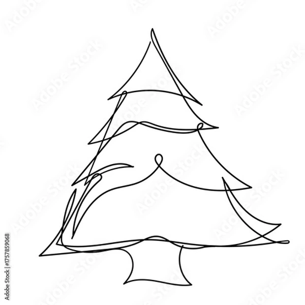 Obraz continuous line drawing christmas tree