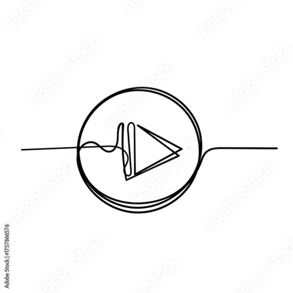 Obraz continuous line drawing play button icon