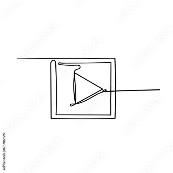 Obraz continuous line drawing play button icon