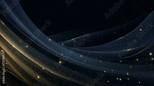 Obraz エレガントな金箔と深い青の抽象背景 - 高級感・壁紙（ビジネス・金融、イベント、インテリア）