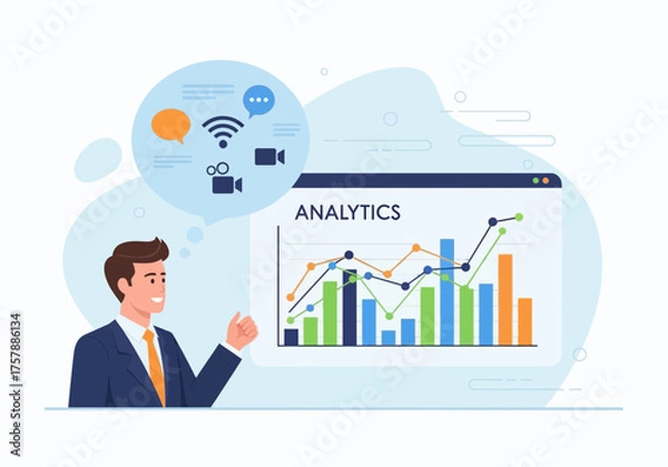 Obraz Business analytics presentation depicting data analysis and strategy