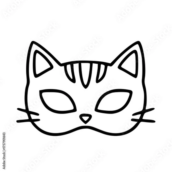 Obraz Cat halloween mask outline spooky costume clipart