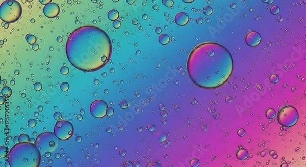 Fototapeta Vibrant Oil and Water Bubbles Creating a Colorful Abstract Background.