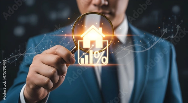 Fototapeta Exciting real estate market analysis with rising prices and low interest