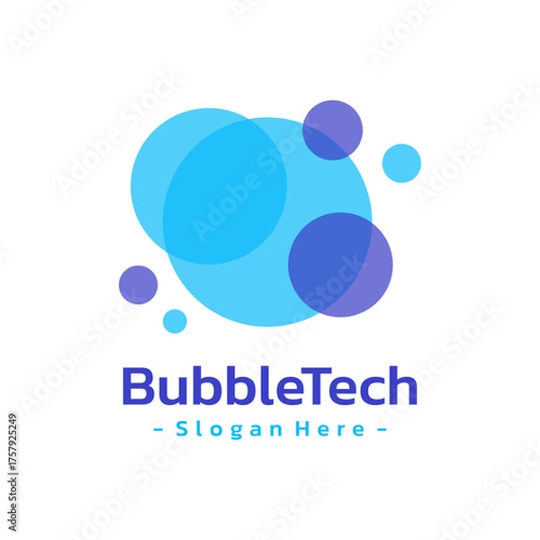 Fototapeta Colorful Bubble Logo Template Design. Cleaning symbol, water logotype icon. Isolated vector illustration