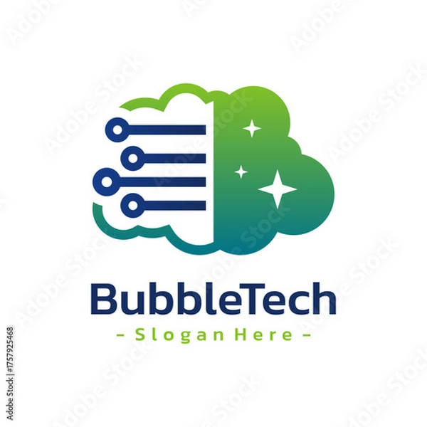 Fototapeta Bubble Tech Logo Template Design. Cleaning service logotype icon. Vector illustration isolated
