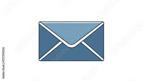 Fototapeta An illustrated graphic of a blue envelope, representing communication, mail, and correspondence, with a clean and modern design aesthetic suitable for digital platforms and print
