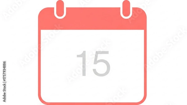 Fototapeta Calendar Icon with Number 15, Representing a Date or Schedule, Perfect for Planning and Organization Needs