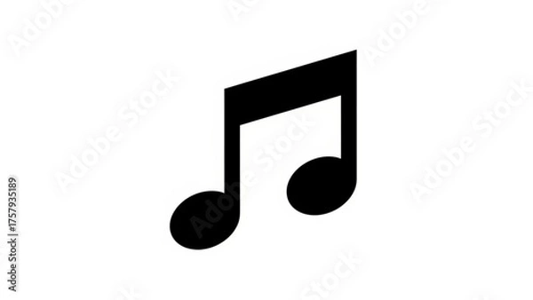 Fototapeta A clean and simple black musical note icon representing sound, melody, and rhythm, ideal for design projects related to music and audio