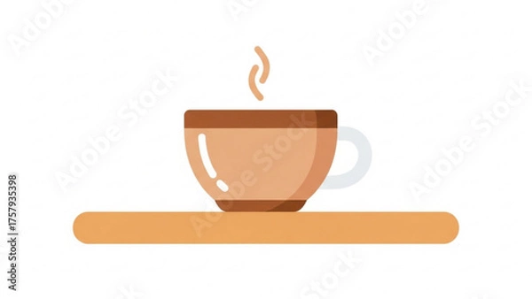 Fototapeta Warm cup of coffee with steam rising, representing a comforting beverage or a morning routine moment, perfect for advertising or lifestyle content
