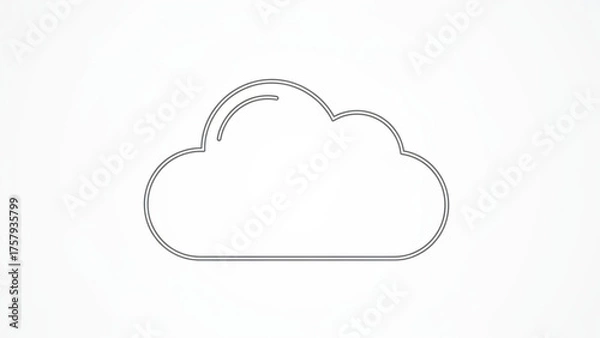 Fototapeta Simple, clean, cloud icon outline on a white background, representing data storage, weather, or a digital concept