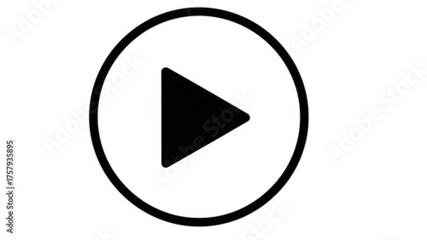 Fototapeta A clean, modern play button icon, rendered in black and white, signifies the start of media playback, often used for videos, audio, or interactive content
