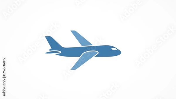 Fototapeta Blue airplane icon, a simple illustration of an aircraft in flight, suitable for travel, transportation, or aviation-related designs and projects