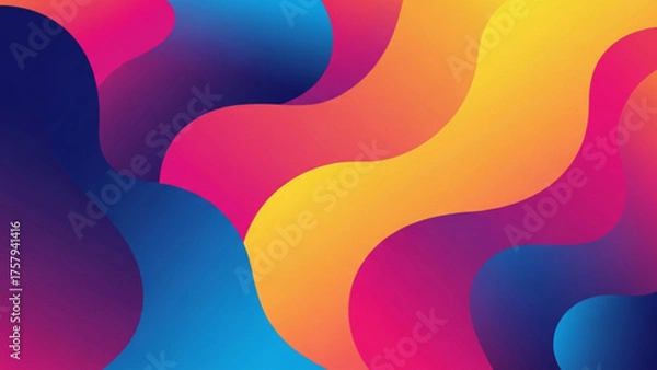 Fototapeta Abstract Fluid Gradient Background Vibrant Waves of Color in Modern Digital Design. Dynamic Shapes and Artistic Visuals for Creative Projects